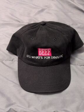 Vintage Black Baseball Cap with Pink BEEF Patch